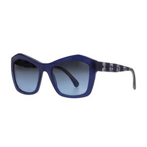 Authentic $700 CHANEL 5296 butterfly sunglasses in blue lace design